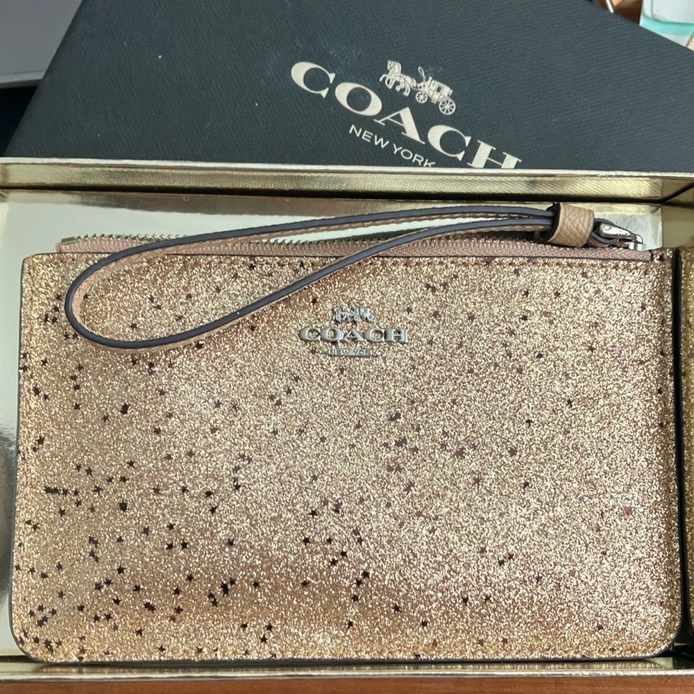 Coach star glitter wristlet/clutch